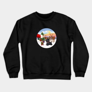 Santa Offers a Treat to his Scottish Terrier Crewneck Sweatshirt